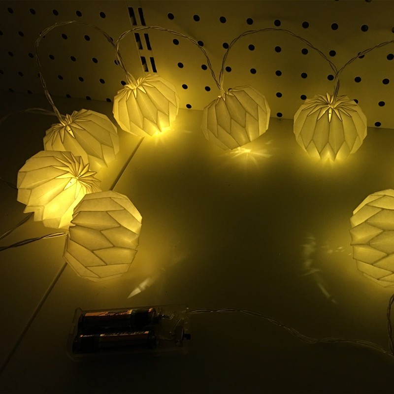 Poland popular Christmas Paper lantern LED string lights 10 warm white battery operated lanterns string light