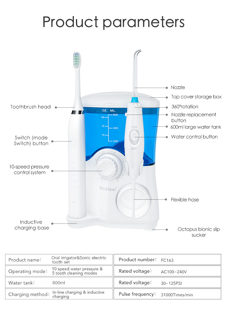 IPX4 Water Flosser Countertop ISO9001 Electric Water Flosser Toothbrush 2 In 1 Home
