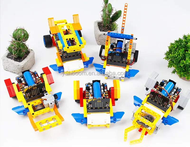 Yahboom Best seller running:bit 5 in1 STEAM educational programmable microbit smart robot car bricks with expention board