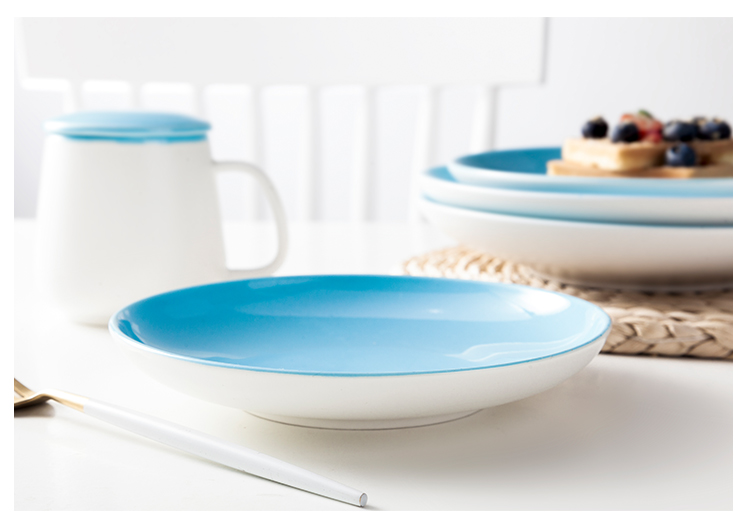 Restaurant Serving Plate OEM ODM Food Grade Dishes Porcelain Blue