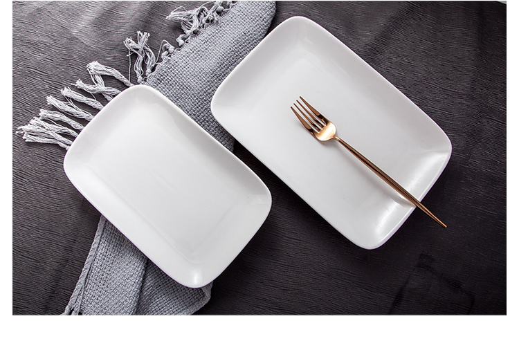 Manufacturer Custom logo Banquet Bright White Dining Food Serving Plate Deep Ceramic Rectangular Plate