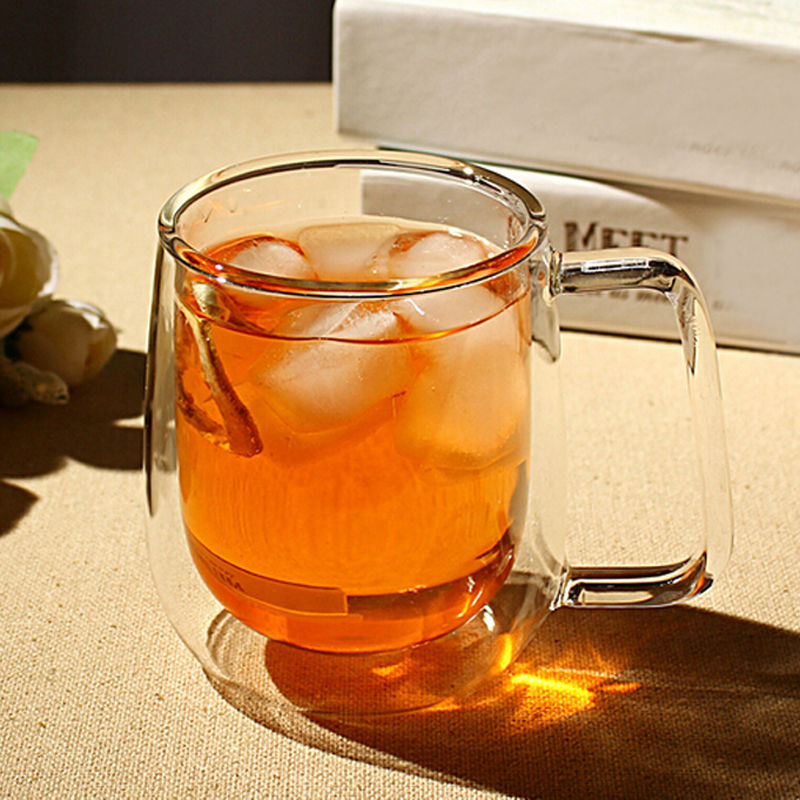 Hot Sale 200ML Handmade Double Wall Coffee Glass Mug With Handle