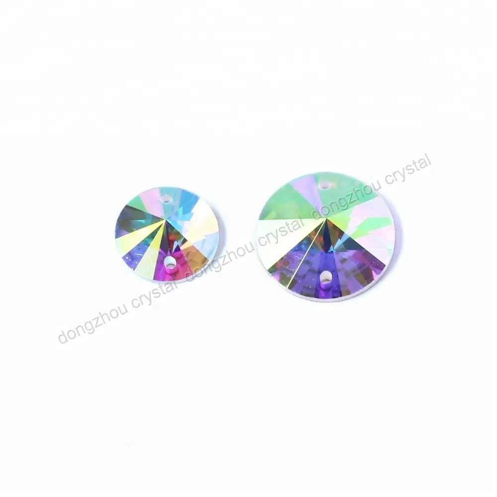 Round rivoli crystal ab color sew on stones with holes for clothing