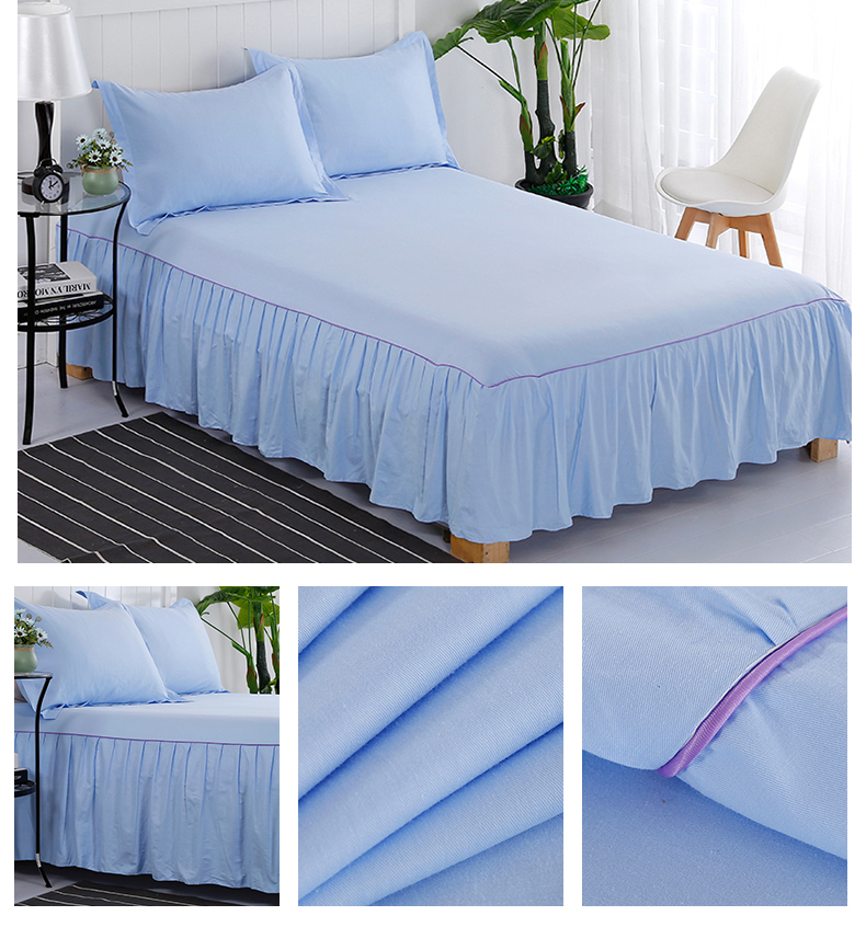 OEM Simple light colour dust ruffle decorative bed runner/skirt