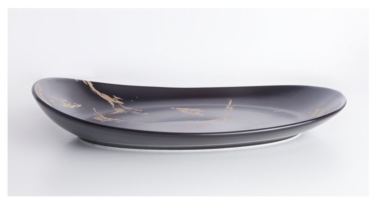 Ceramic Gold Marble Dessert Plate White And Black