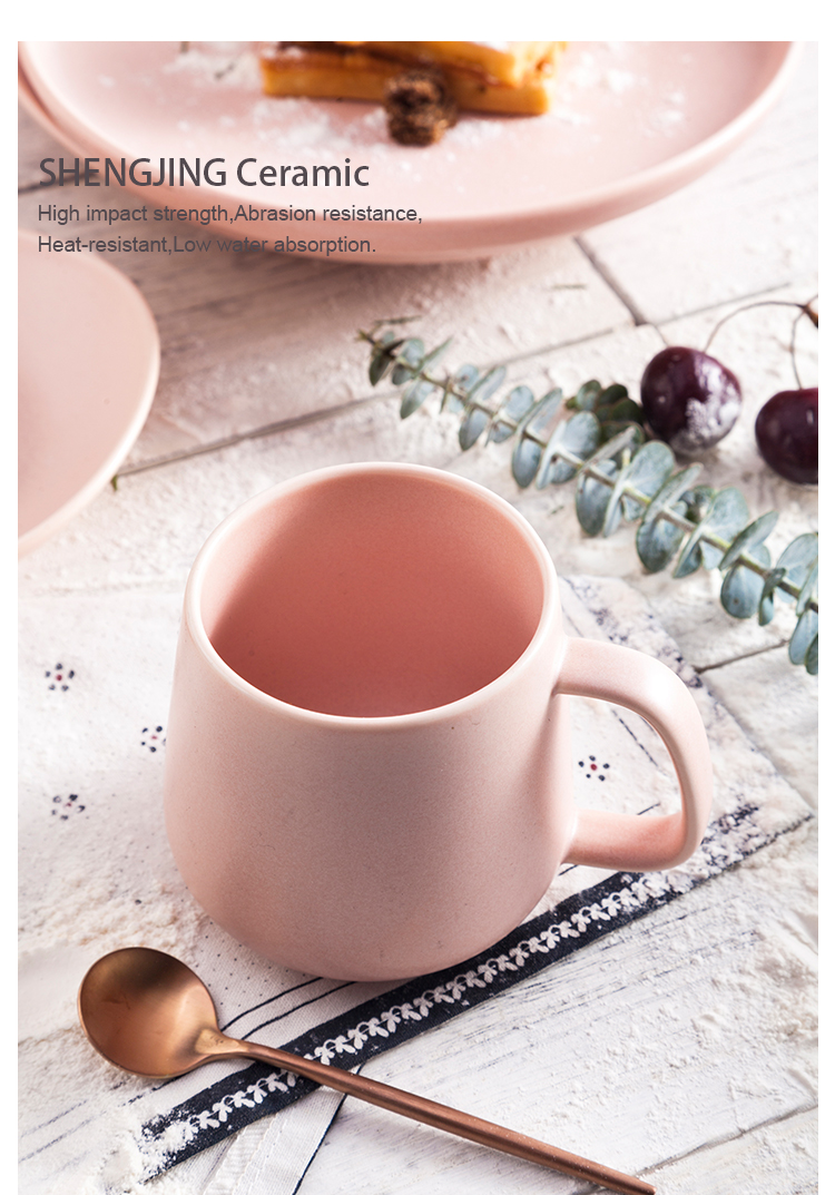 Bulk Ceramic Coffee Cup Custom Matte Glaze Pink Ceramic Mug