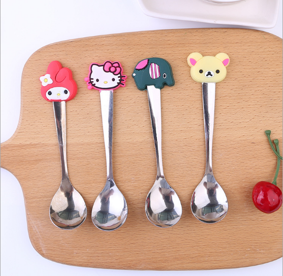 14cm stainless steel coffee spoon with cute silicone handle design