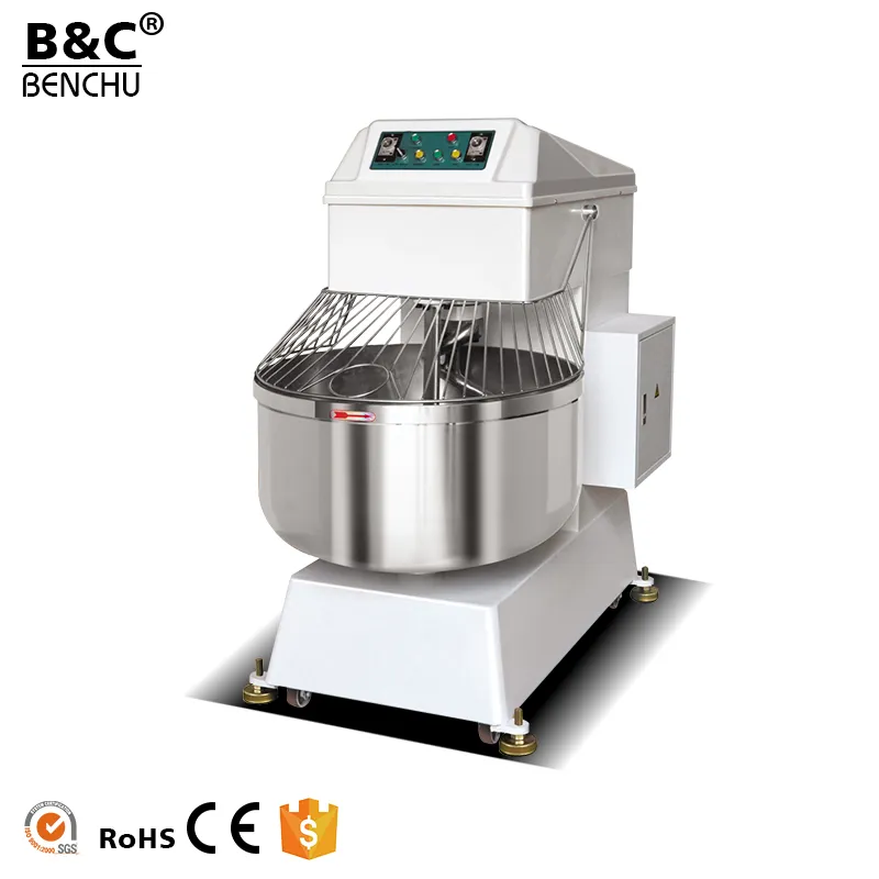 Stainless Steel Electric Kitchen Mixer Dough Kneading Machine / Double Speed Commercial Spiral Dough Mixer
