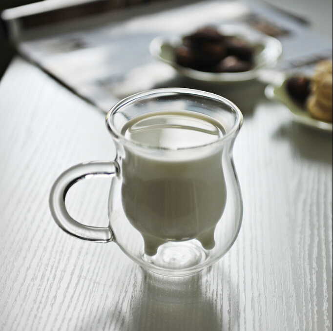 Glass Coffee Mugs - Double Wall glass cup with Handle, Perfect for Latte, Americano, Cappuccicute Tea Bag