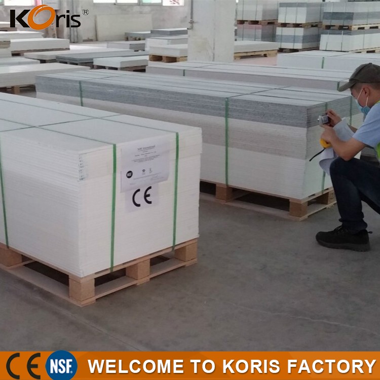 2016 nuevo mostrador de recepción de piedra artificial de fabricación especial de Koris, mostrador de recepción en forma de L, mostrador de recepción moderno blanco