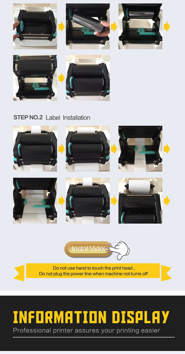 Compatible Z*ebra& TSC Office Thermal Transfer Sticker Plastic Bar code Label satin Printer