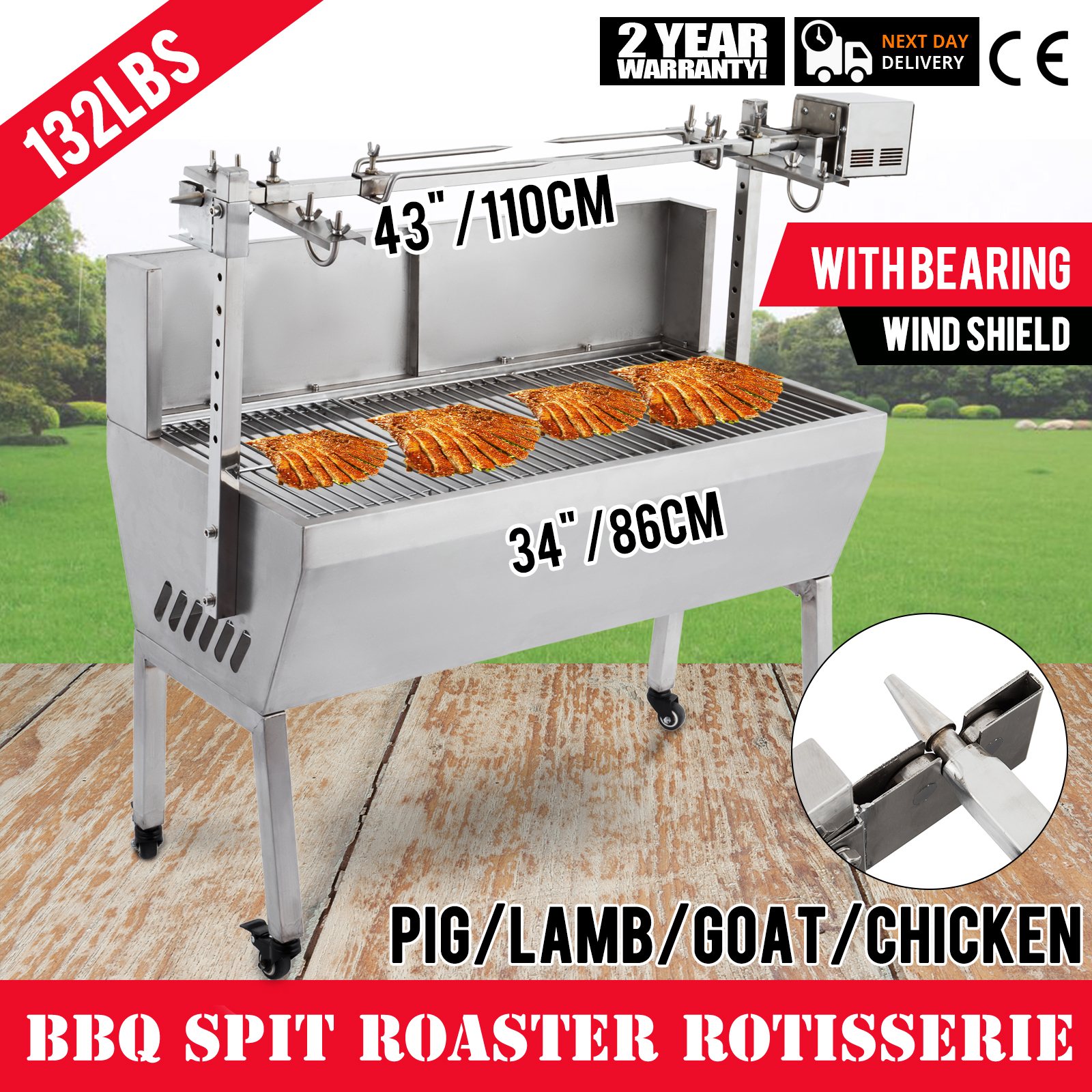 Electric Spit Roaster Bbq Grill smoker 132 Lbs Bearing bbq pig spit roaster lamb grill With Electric Motor Grill