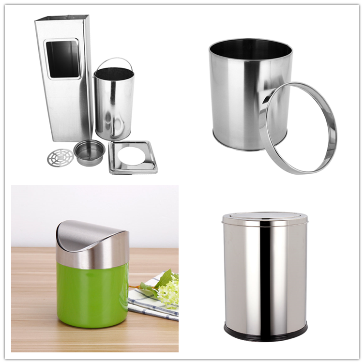 Stainless Steel Waste Bin Rubbish Can Outdoor Trash Bin With Ashtray