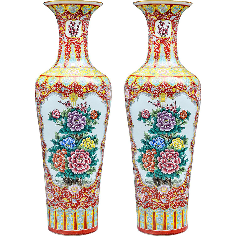 Luxury high size traditional chinese big ceramic home goods vases tall home decoration floor vase