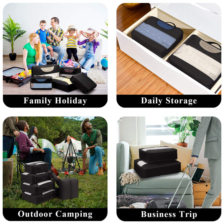 Sacs de rangement de valise d'organisateur de bagages de voyage de système de cubes d'emballage personnalisés de 6 ensembles