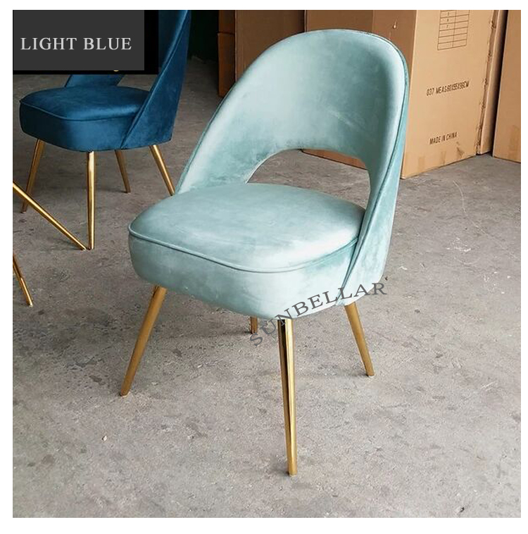 home furniture dining room chair velvet cover gold steel legs accent chair modern dining chairs