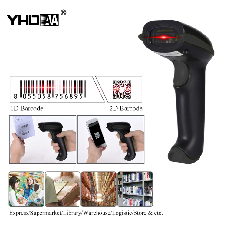 2D Blue tooth Barcode Scanner QR Code Wireless Reader Support Mobile Phone Mac For Supermarket Pharmacy Retail Shop
