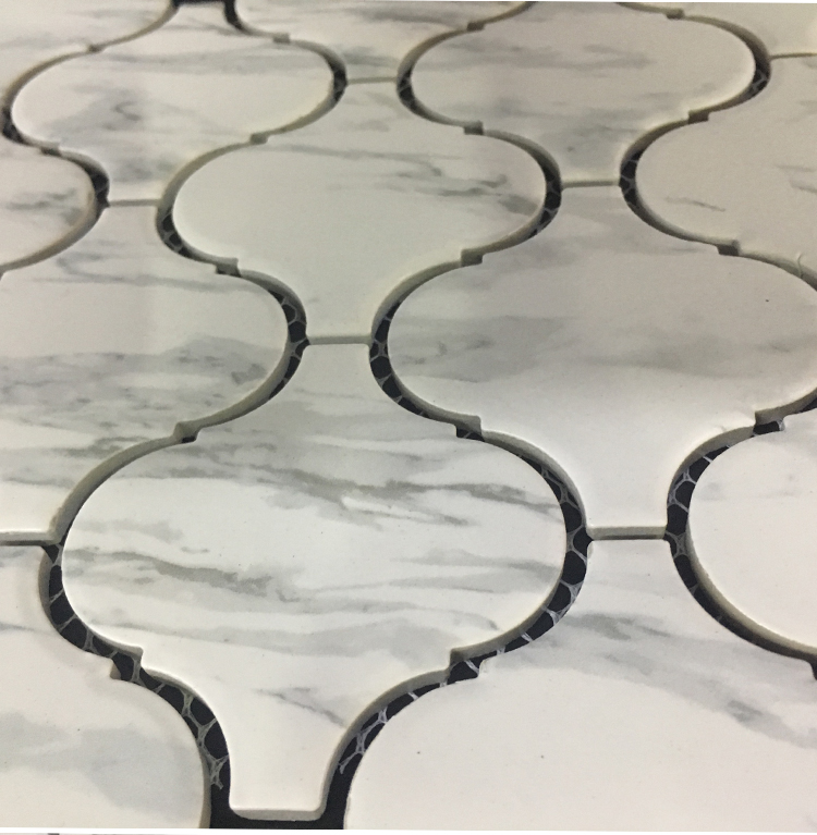 Crema Marfil Ceramic Mosaic Tile Matt Baby Skin Mosaic Marble Texture Carrara White Arabesque Mosaic