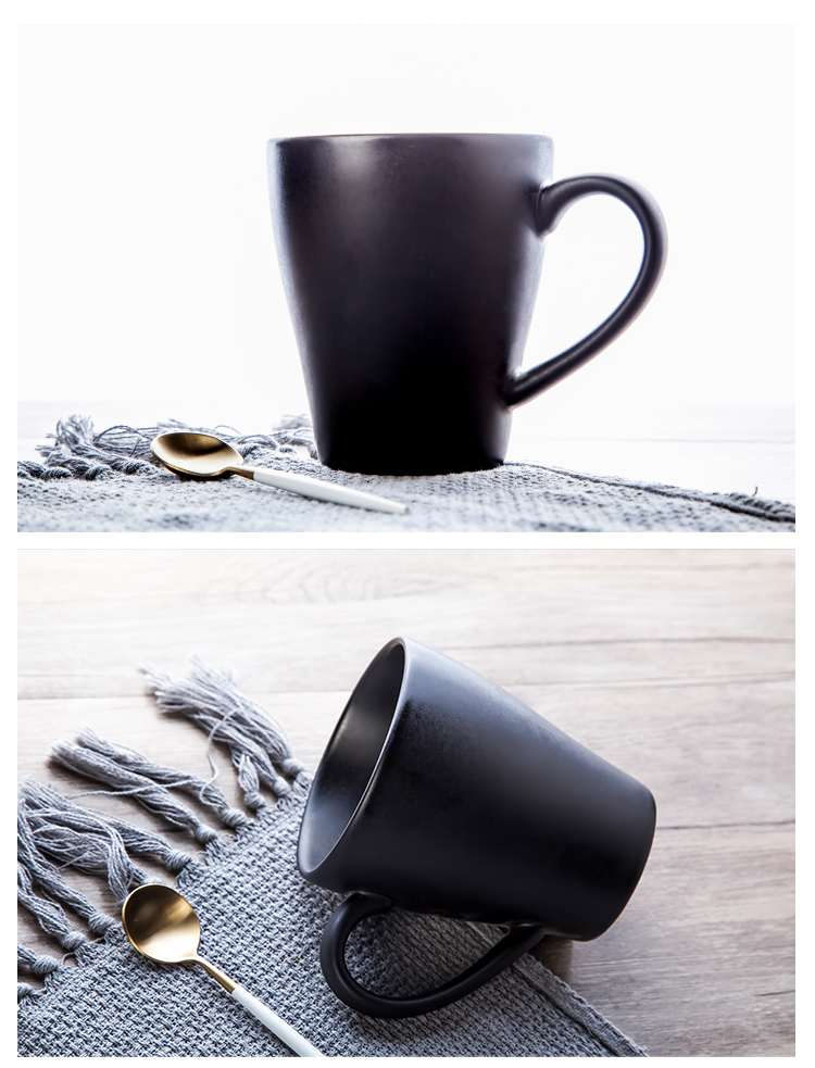 High-quality Custom Brand Logo 360ml Black  Coffee Mugs With Hand