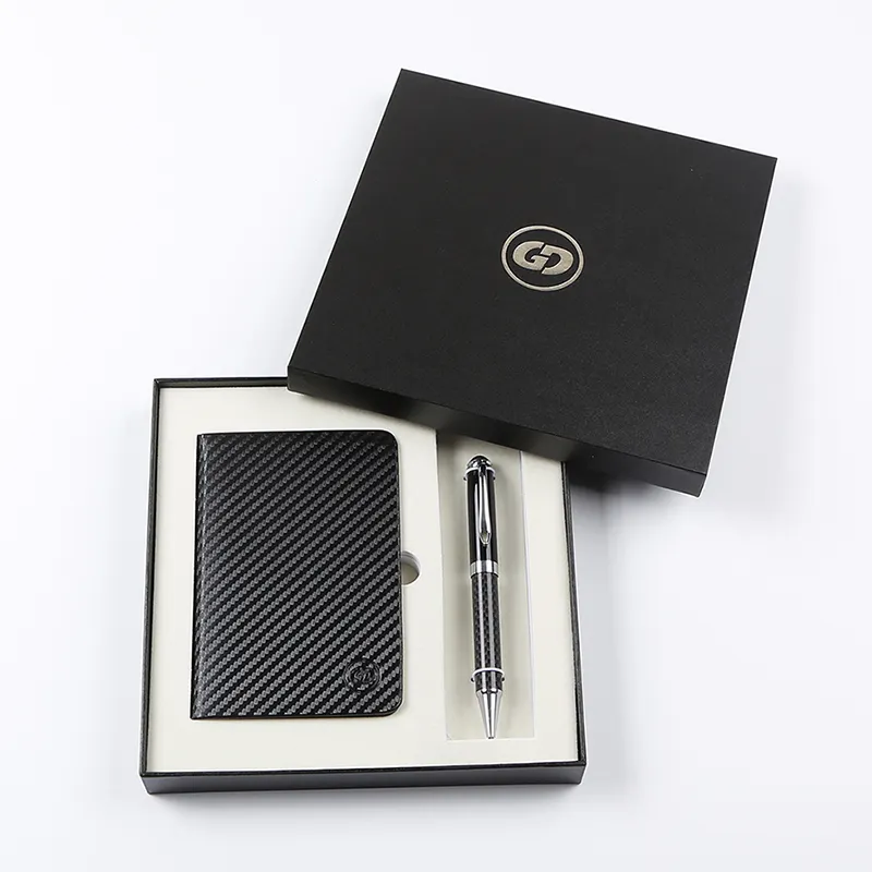 Stationery Gift Set Black Carbon fiber Pen & A6 Notebook with gift box