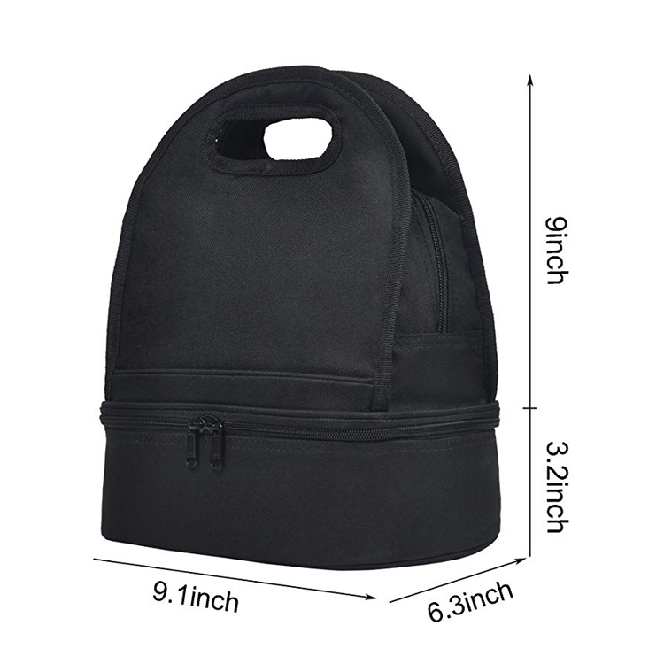 Zweilagige Lunch-Isoliertasche mit Doppelfach, Dosen-Lebensmitteltasche, große Kühltasche