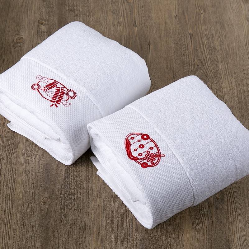embroidered white 100% cotton hotel 70x140 bath towel fabric