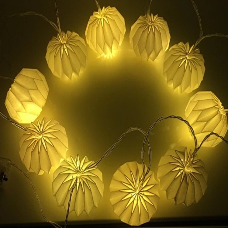 Poland popular Christmas Paper lantern LED string lights 10 warm white battery operated lanterns string light