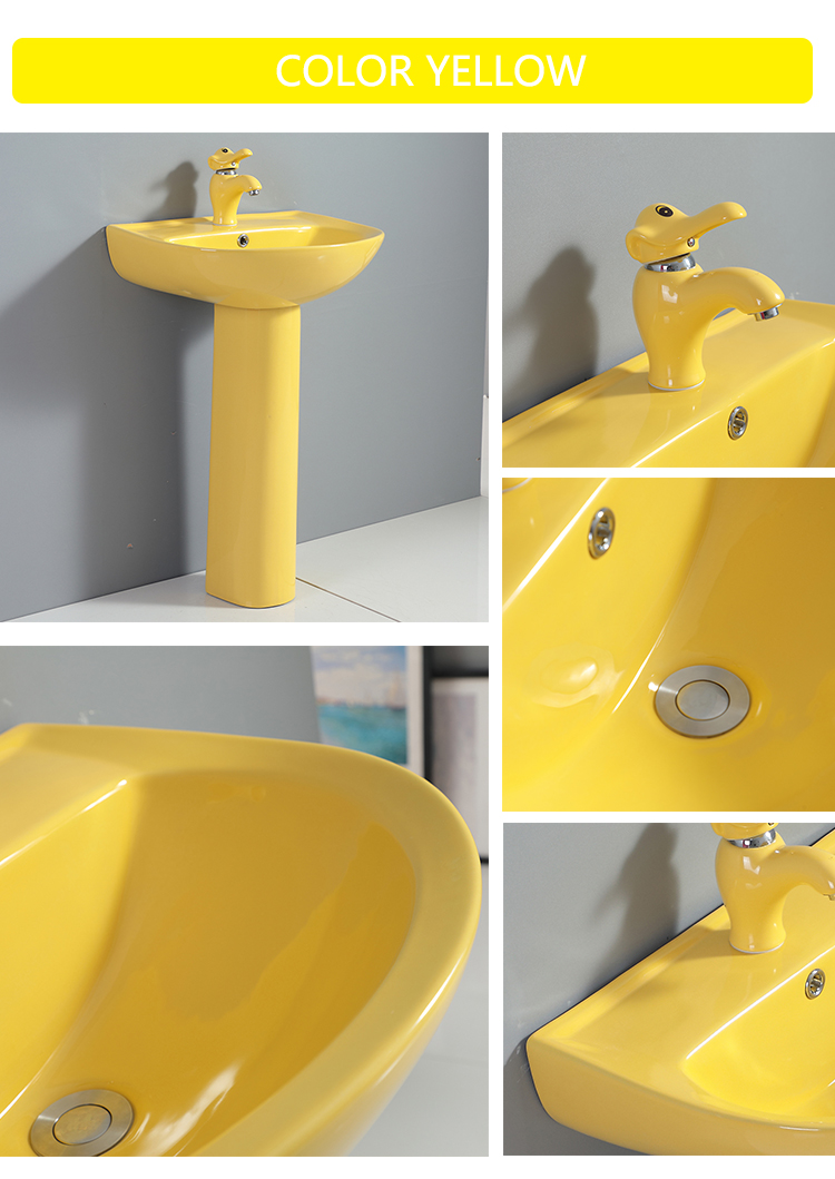 Various colors smooth color pedestal price stand alone wash basin