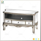 French Silver Venetian Mirrored 3 Drawer Media TV Unit