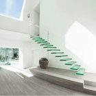 wood and steel floating glass railing stairs designs cost foshan factory