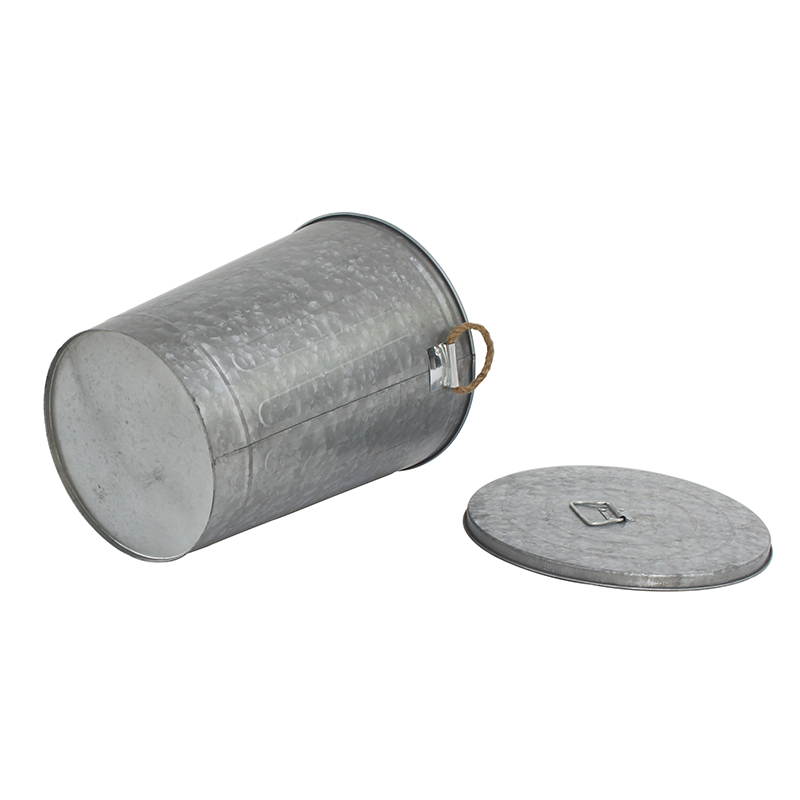 Home Garden Galvanized Metal Waste Bin With Lid