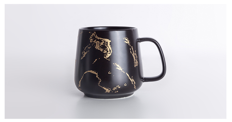 Custom Logo Print Eco-Friendly Porcelain Matte White Marble Gold Mug