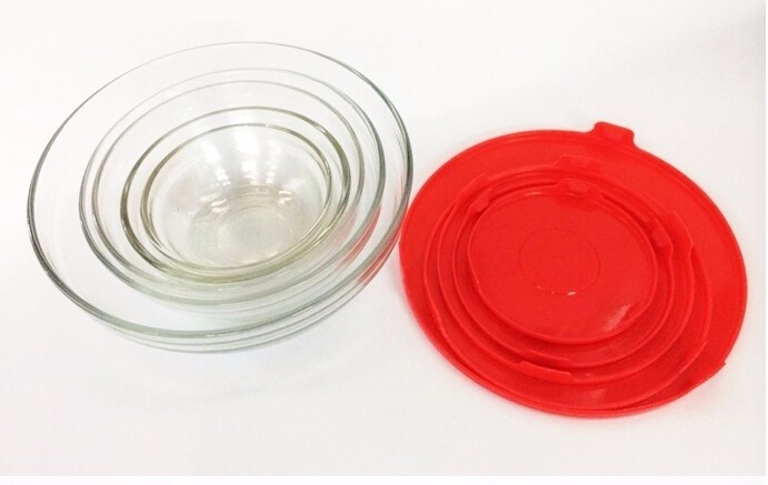 Wholesale customized soda lime bowls salad bowl set glass bowl with lid