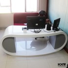 KKR Special making artificial stone reception desk,L shape reception desk,white modern reception desk