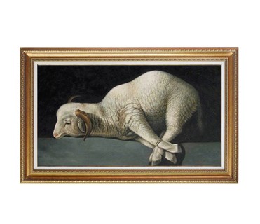 手工制作的高品质古董动物油画羊艺术复制装饰花艺术收藏 buy sheep