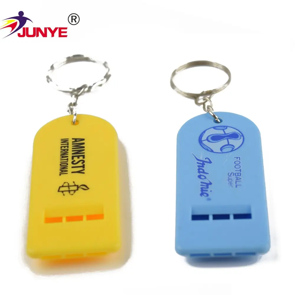 Ningbo Junye made in china plastic toy whistle buckle whistle keychain