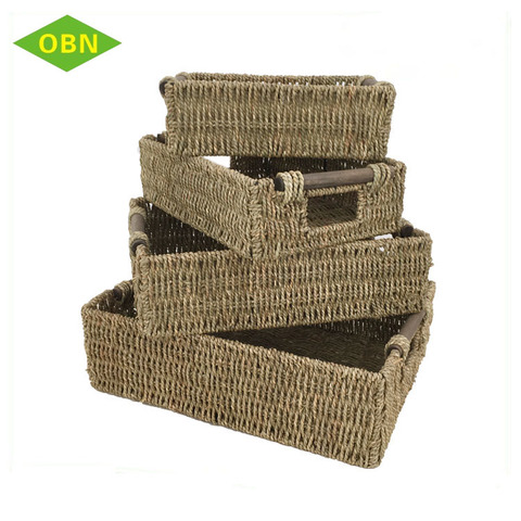 household sundries storage seagrass weave basket for storage