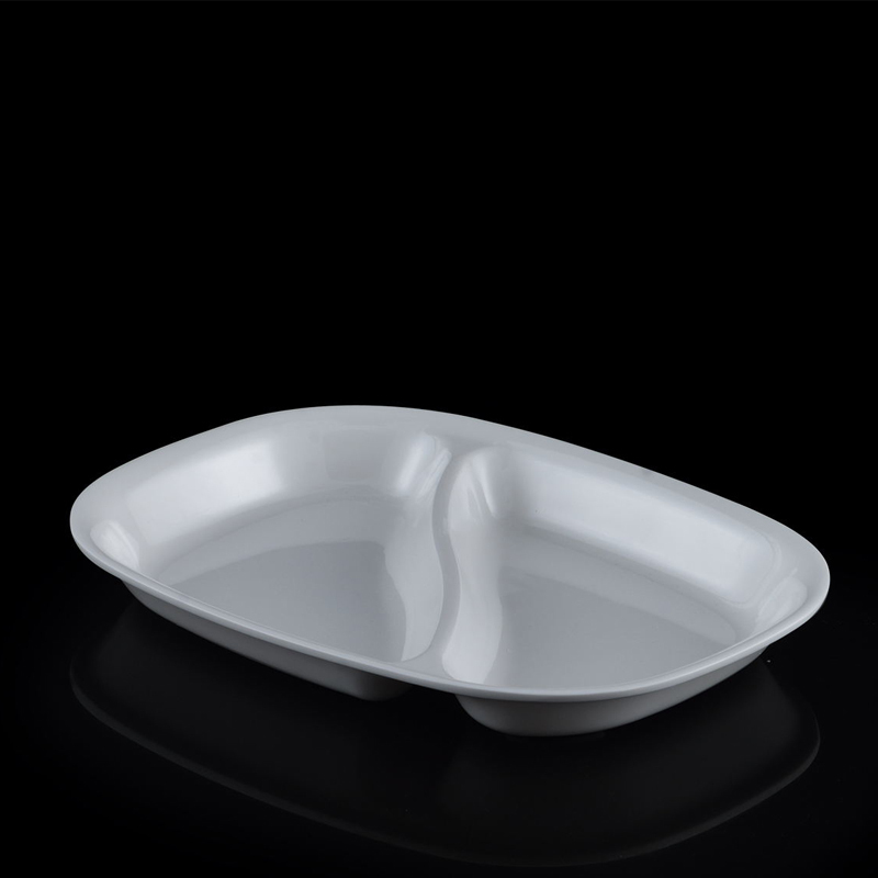 divided unbreakable plates melamine 2 compartment tray plastic plate with divider for restaurant