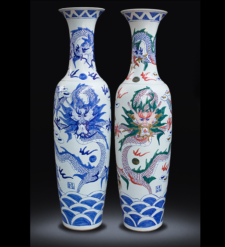 Hot sale graven antique big jingdezhen ceramic vase