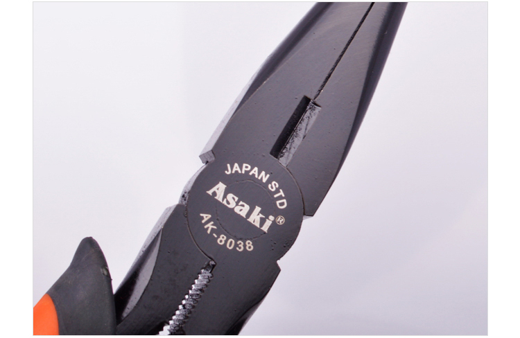 Asaki 55 High Carbon Steel  American Type Long Nose Pliers Hand Tools Copper Wire Cutting Pliers Plastic Handle