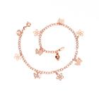W-70003 Xuping fashion jewelry new design fancy rose gold with butterfly pendant and small bell anklets foot jewelry
