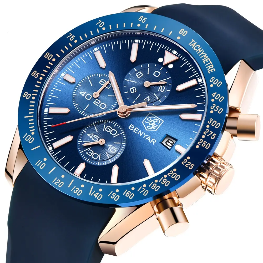 BENYAR Watch 5140 Top Fashion Hot Sell Watches Men Wrist Luxury Waterproof Quartz Gold Watch Leather Military Sport Wristwatches
