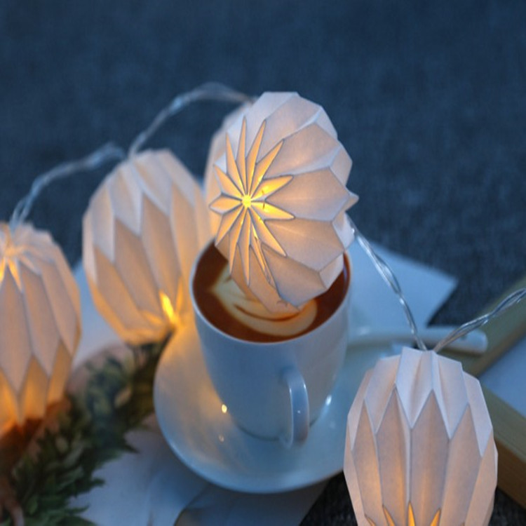 Poland popular Christmas Paper lantern LED string lights 10 warm white battery operated lanterns string light