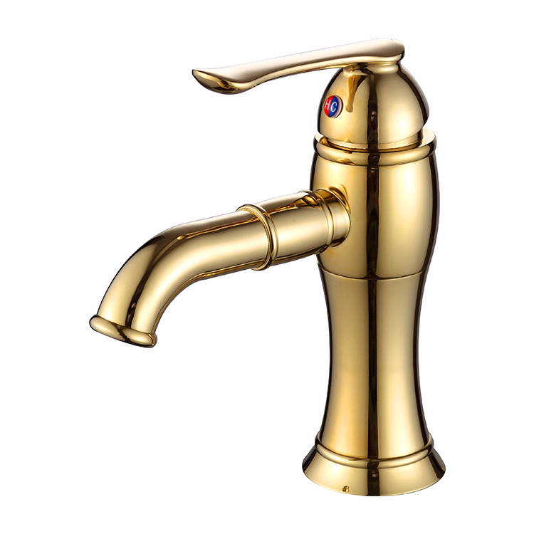 New Type Titanium Finish Basin Sink Single Handle Gold Bathroom Faucet