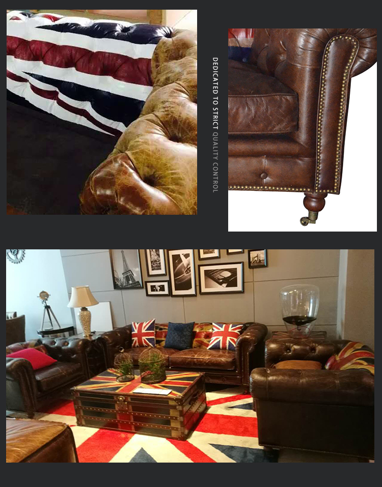 Factory Cheap price archaistic chesterfield sofa tufted velvet leather