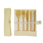 WanuoCraft Bamboo Reusable Travel Cutlery Utensils Flatware Set With Camping Pouch
