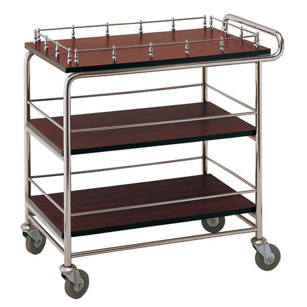 3-Tier Wood Liquor Serving Trolley