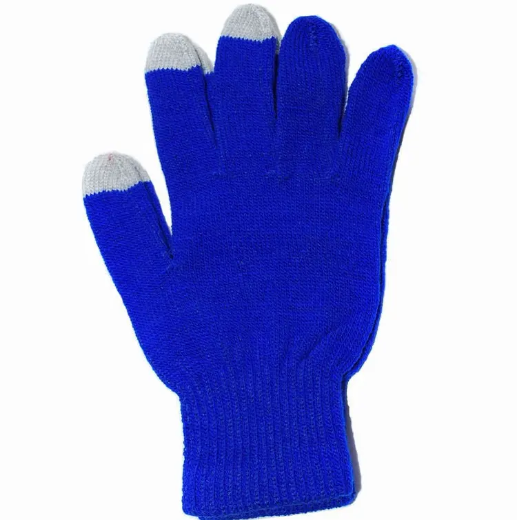 2019 hot sell cheap plain mix color winter knitting Acrylic gloves &mittens touch screen