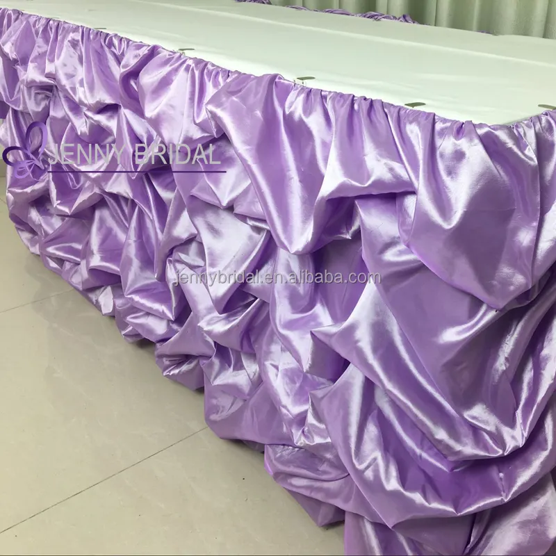 TS001R square polyester taffeta fabric decorative gathered table skirts
