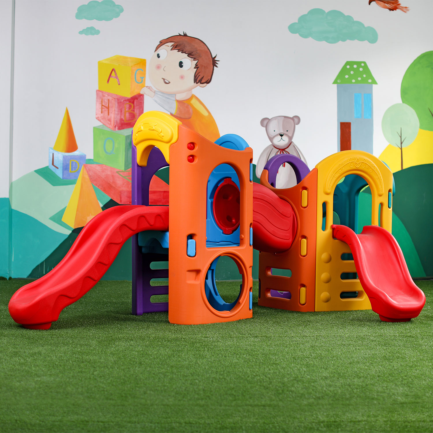 China Wholesale Plastics Combination Slide and Swing Sets for kids
